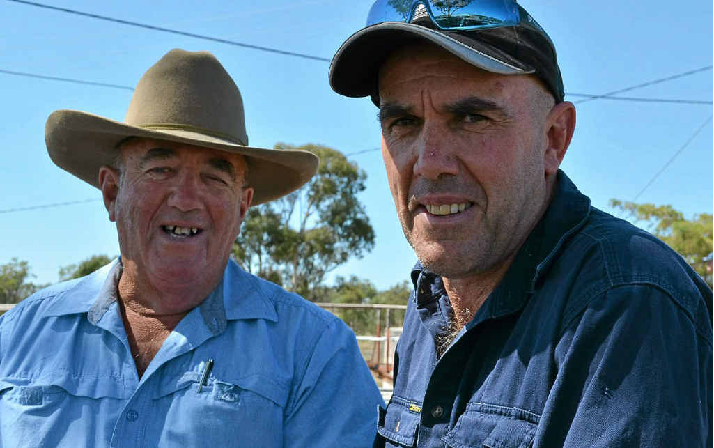 TALKING SEASONS: Harry Galea, Legume, caught up with Peter Mulcahy, Old Koreelah, at the weekly Warwick cattle sale. TALKING SEASONS: Harry Galea, Legume, caught up with Peter Mulcahy, Old Koreelah, at the weekly Warwick cattle sale.